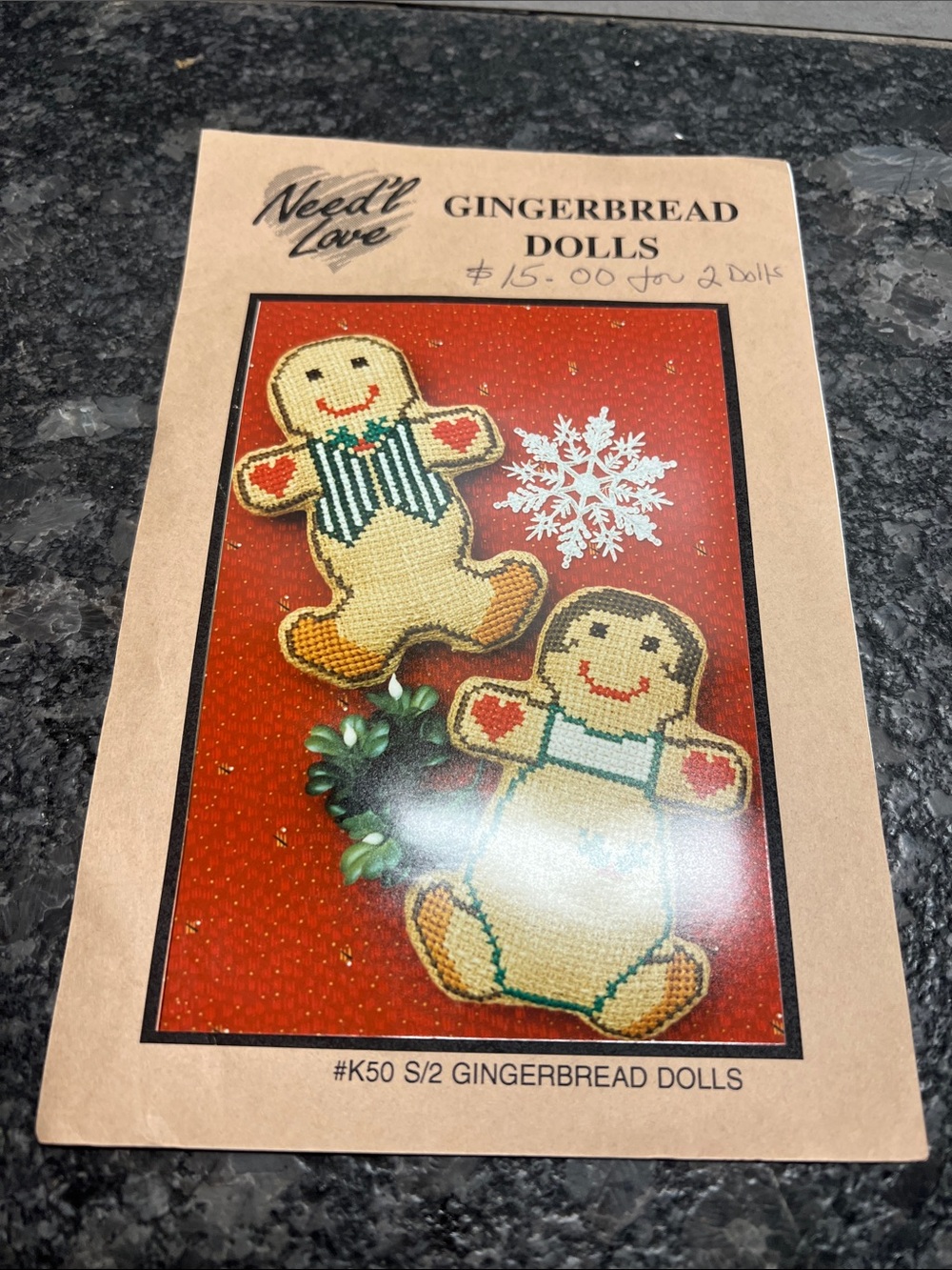 Counted Gingerbread Dolls Cross-Stitch Kit Christmas ornaments. Complete new